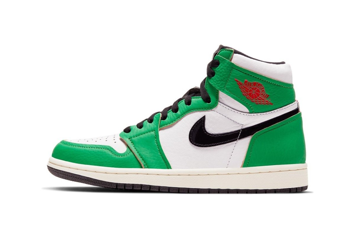 green jordans with red laces