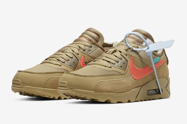 off white air max 90 desert ore laces