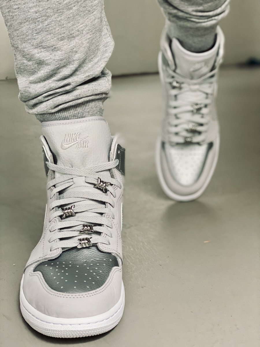 grey jordan laces
