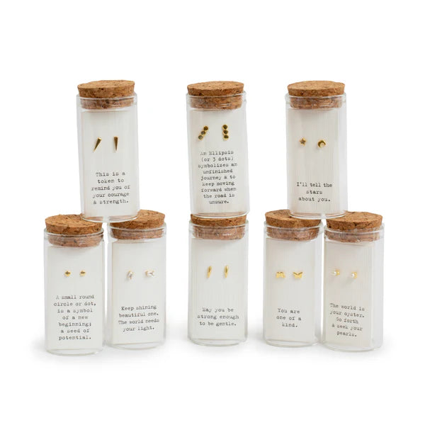 Message in a Bottle Earrings - Gold Finish Symbol Charm