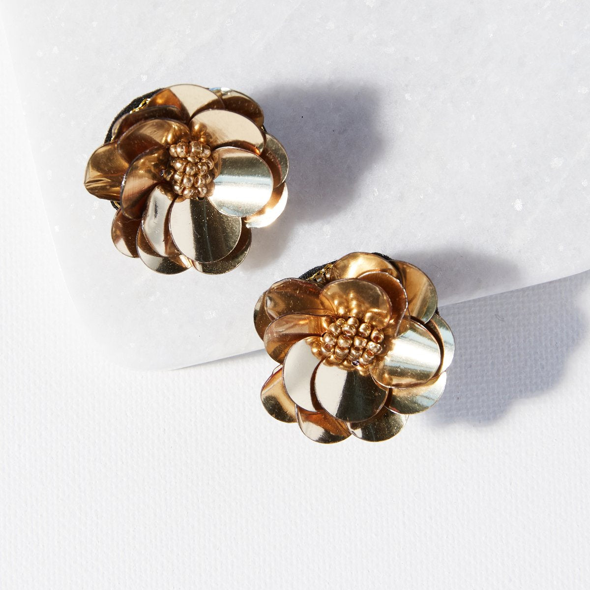 Gold Single Flower Post Earring