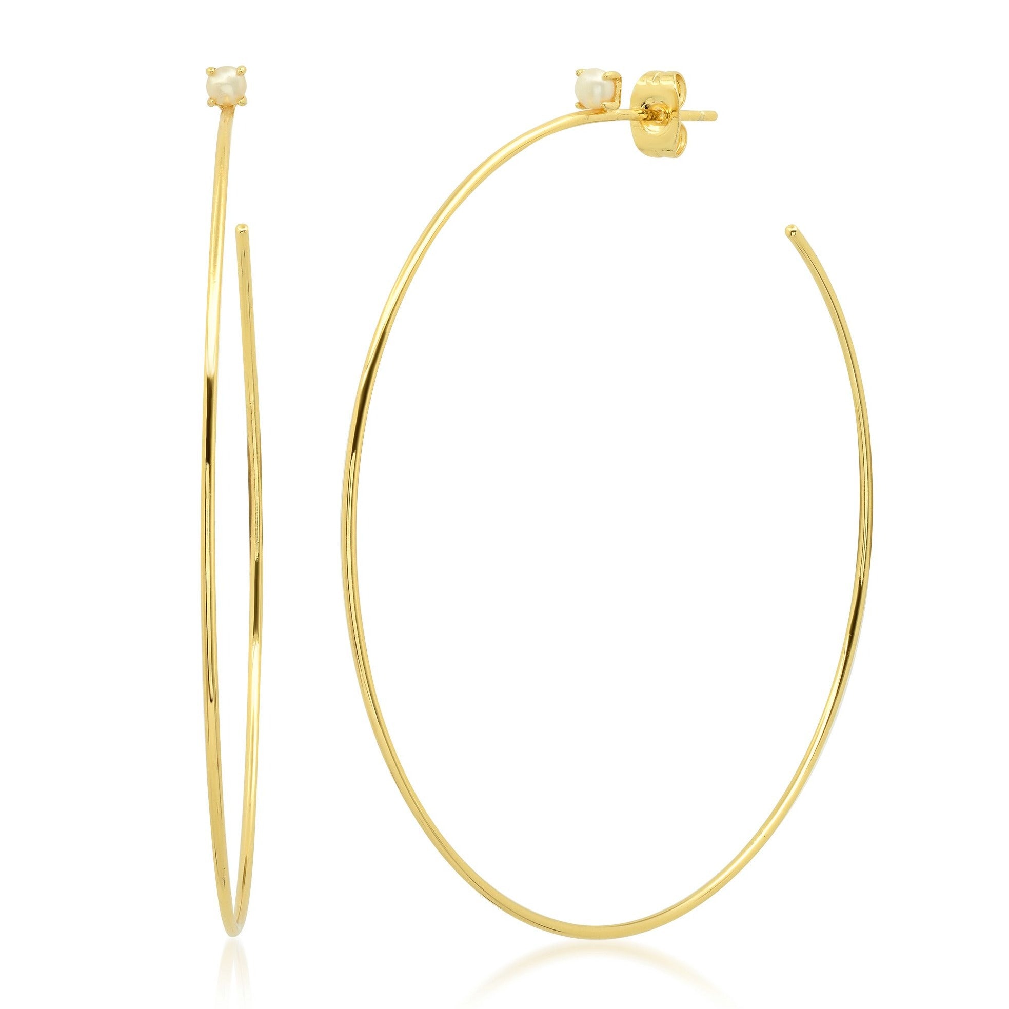 Large Gold Hoop with Pearl Post