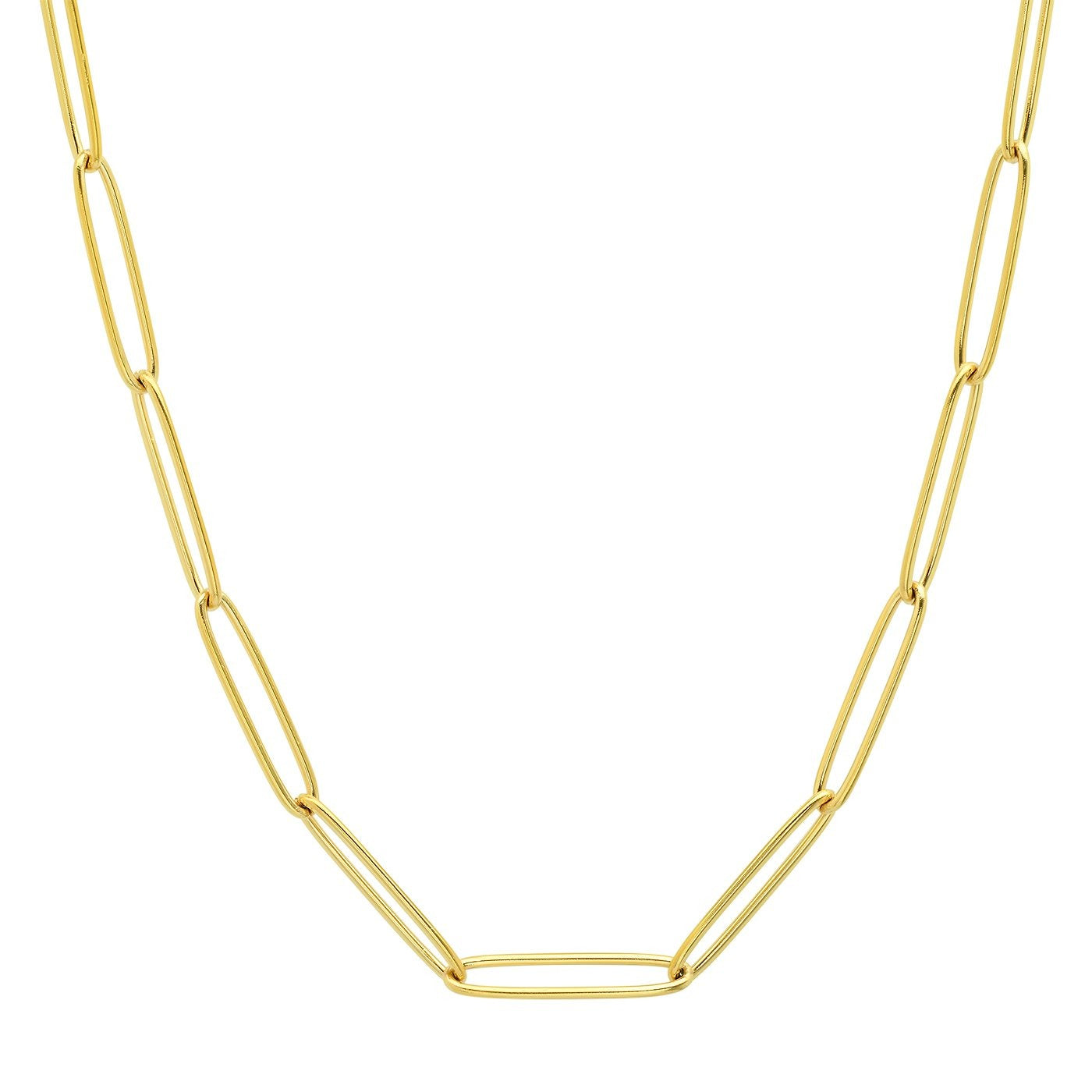 Gold Oval Long Links Necklace