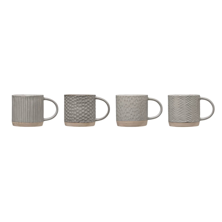 12 oz. Debossed Stoneware Mugs with Reflective Glaze