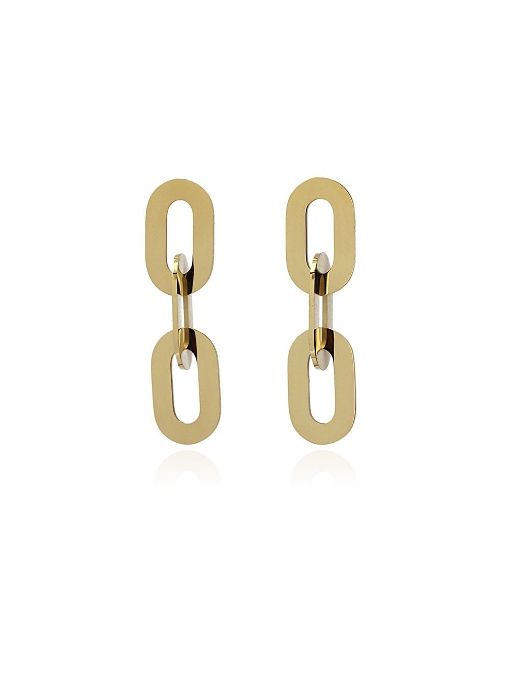Three Links 14K Gold Plated Earrings with Post Back