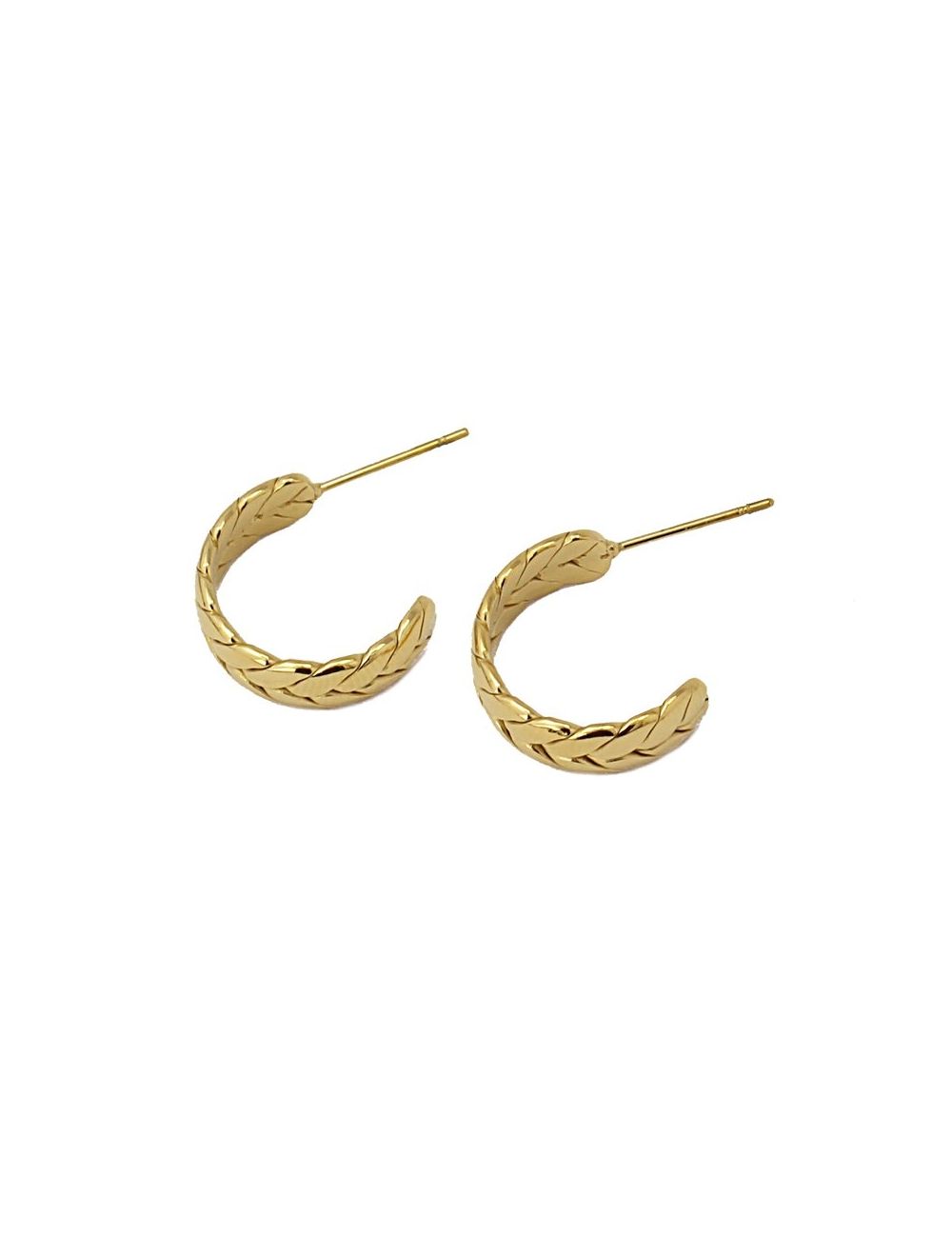 Braided 14K Gold Plated Post Hoop Earrings