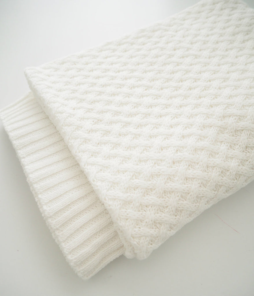 White I Diamond Knit Baby Blanket Little Darlings Co