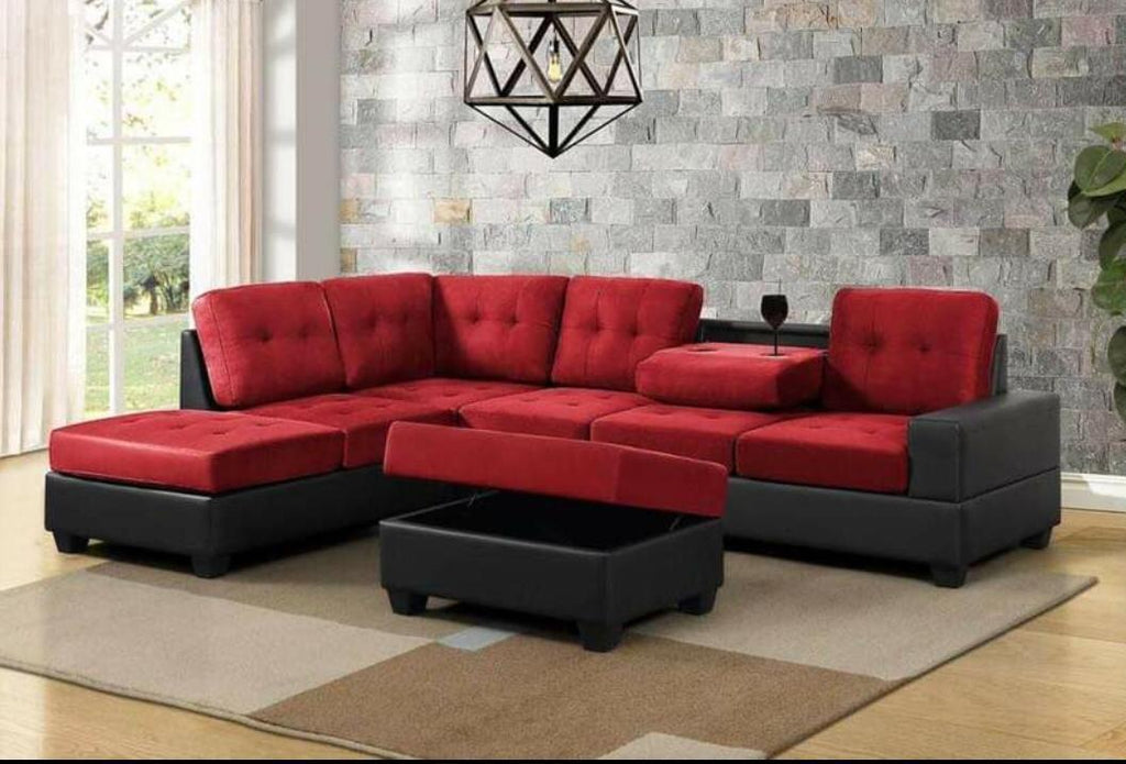 ROMA RED VELVET FABRIC REVERSIBLE SECTIONAL SOFA MySleep Furniture   ROMARED 1024x1024 