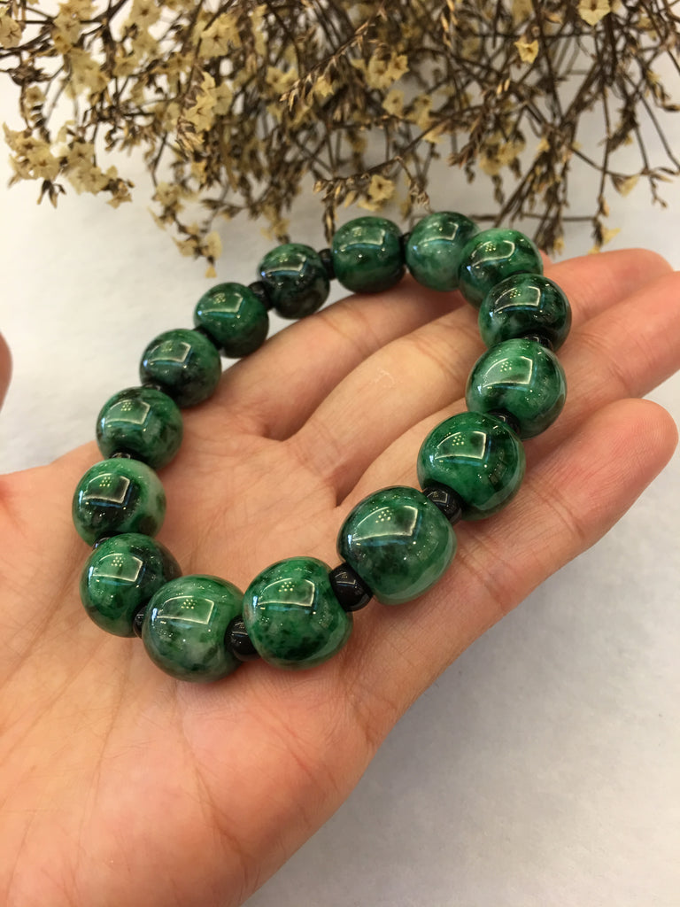 Dark Green Jade Barrel Bracelet (BR158) – All About Jade