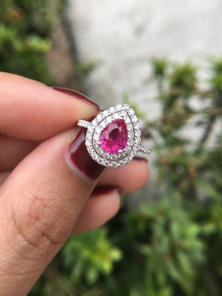 natural pink sapphire ring