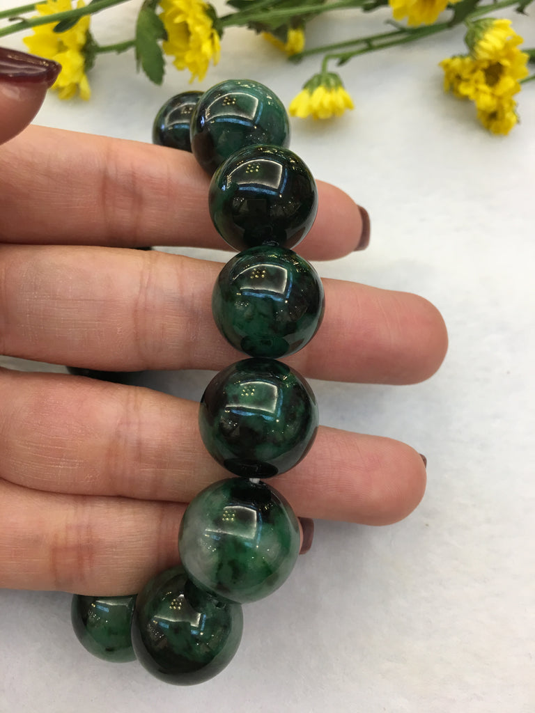 Dark Green Jade Beads Bracelet (BR006) – All About Jade