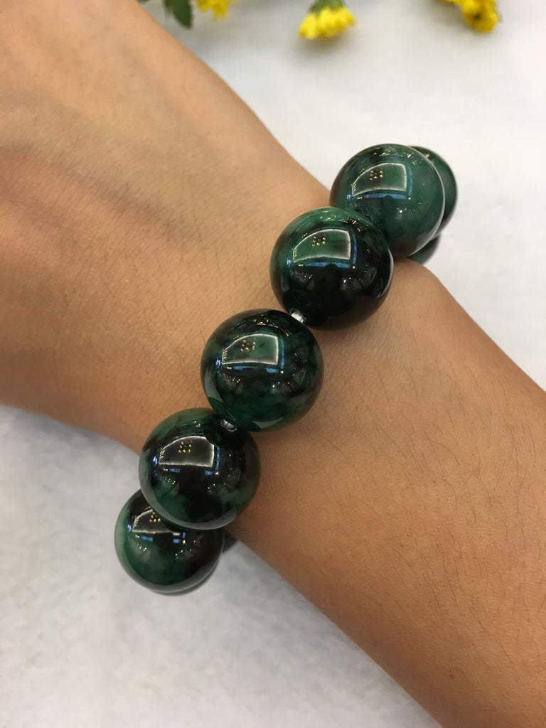 Dark Green Jade Beads Bracelet (BR006) – All About Jade