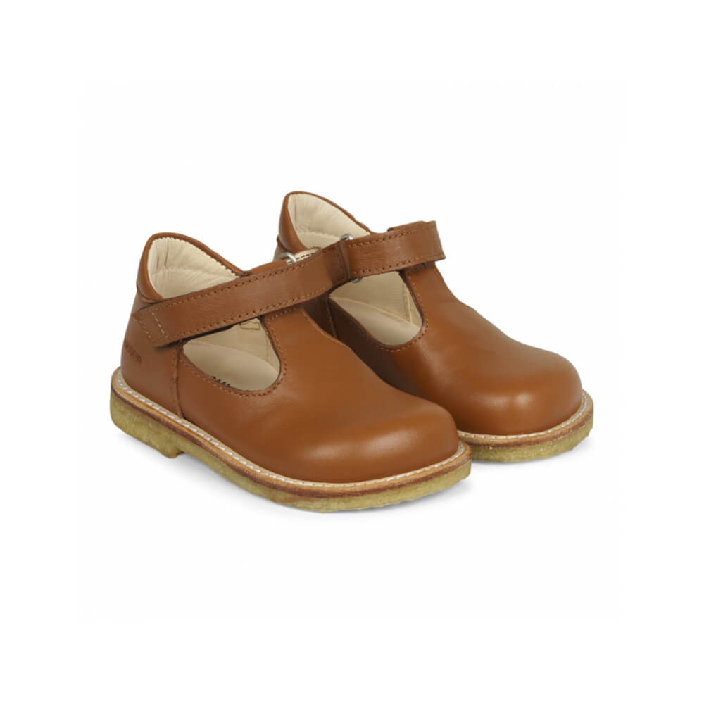 T Bar Starter Mary Janes in Cognac by Angulus – Edition