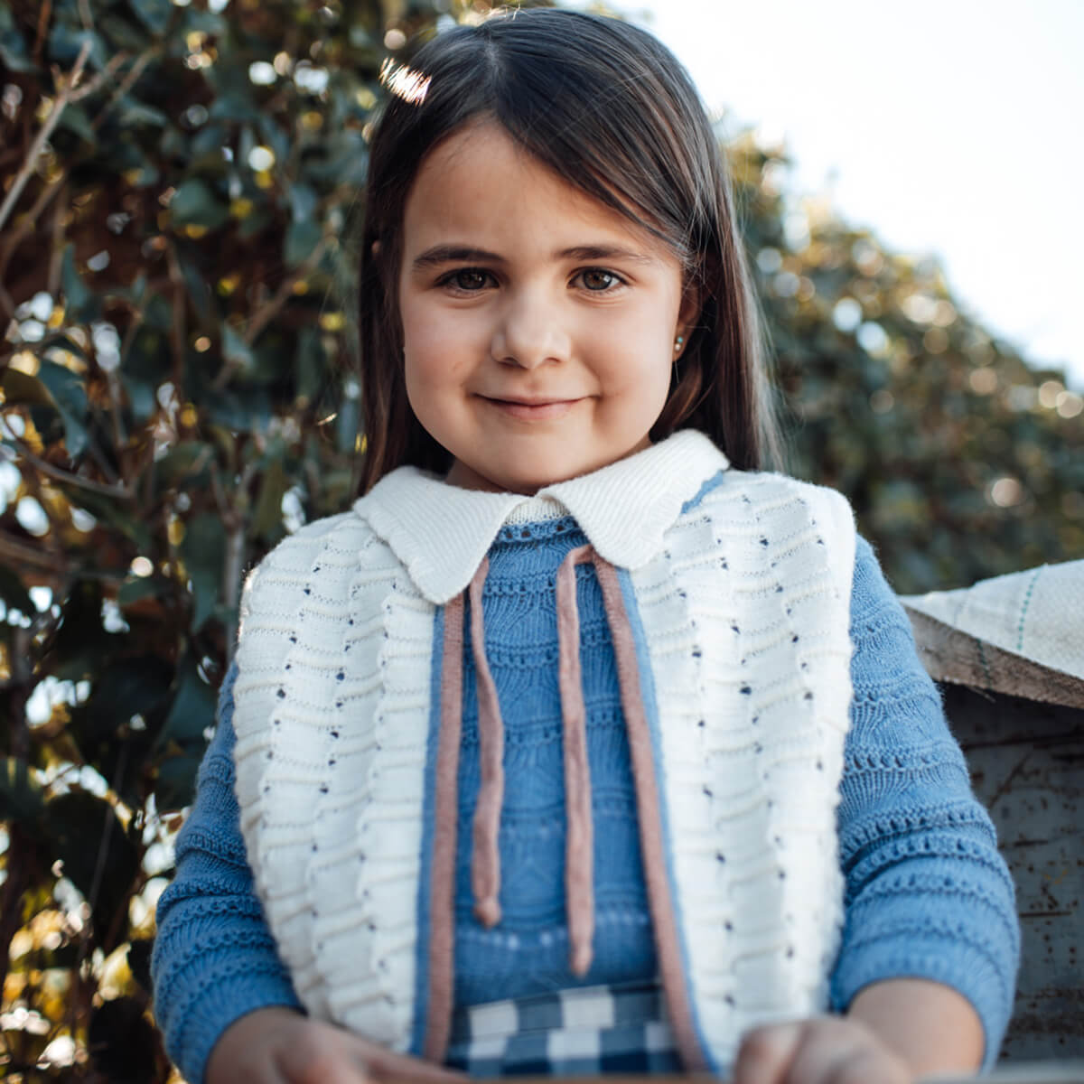 Knit Vest in Ivory by Birinit Petit – Junior Edition