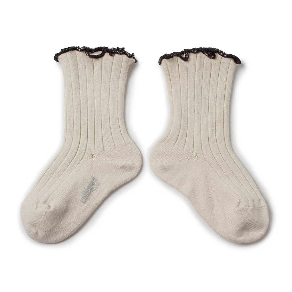 Ribbed Ruffle Socks White