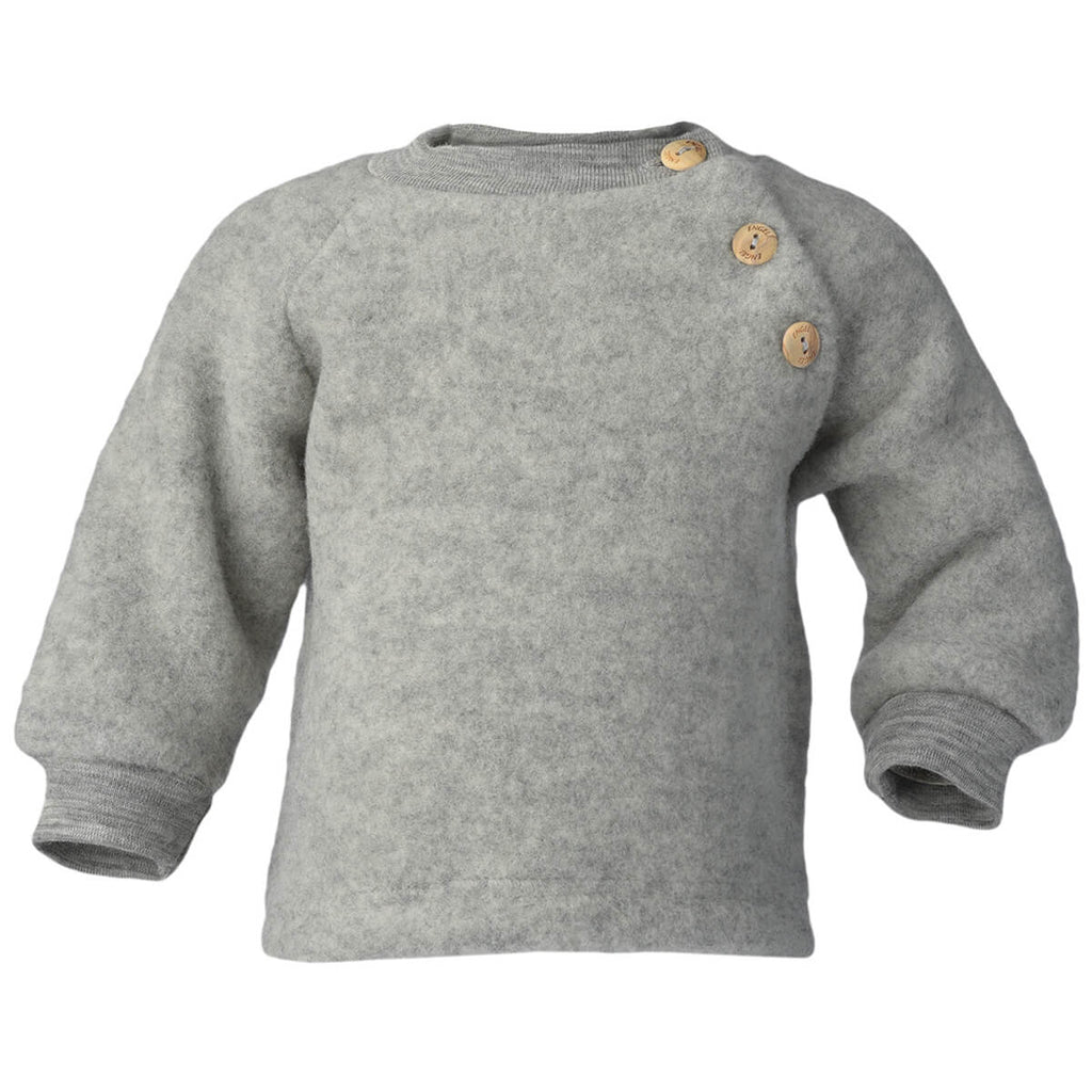 Wool / Silk Baby Cardigan in Light Grey Melange by Engel – Junior Edition