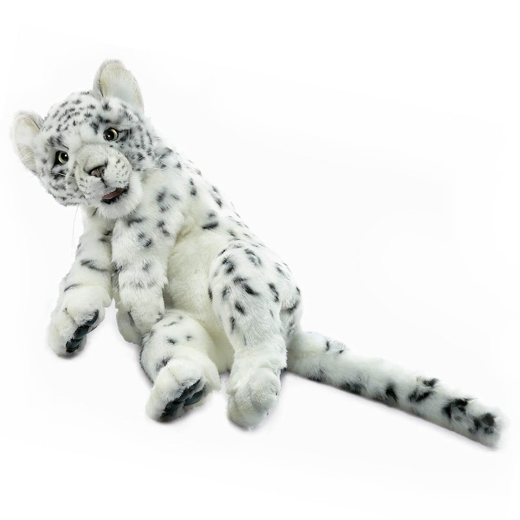 Large Snow Leopard Cub Sitting (48cm) by Hansa – Junior Edition