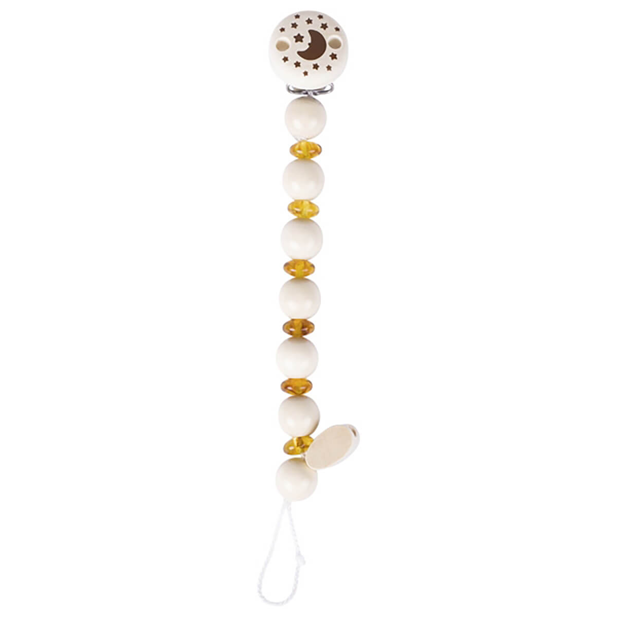 Moon Pacifier Clip with Amber by Heimess Nature – Edition