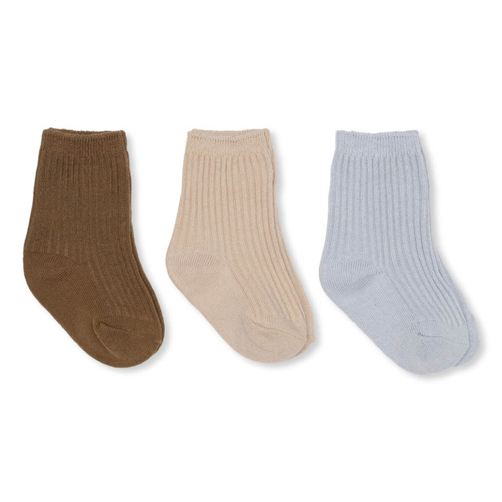 3 PACK FRILL SOCKS - OPTIC WHITE/SAND/BROWN –