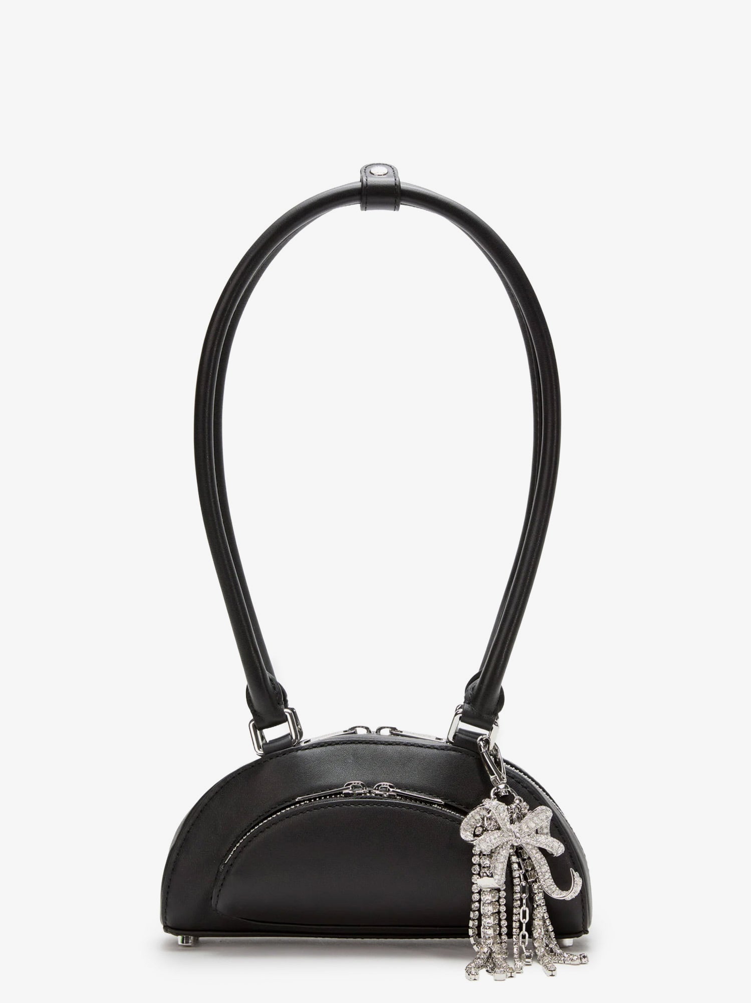 Self-portrait Black Leather Mini Shoulder Bag With Charm In Black