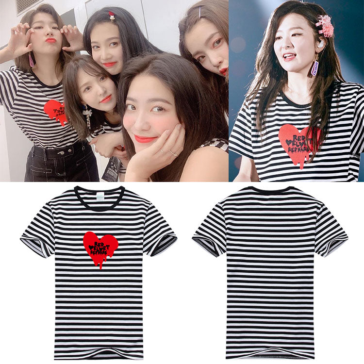 black white and red striped shirt