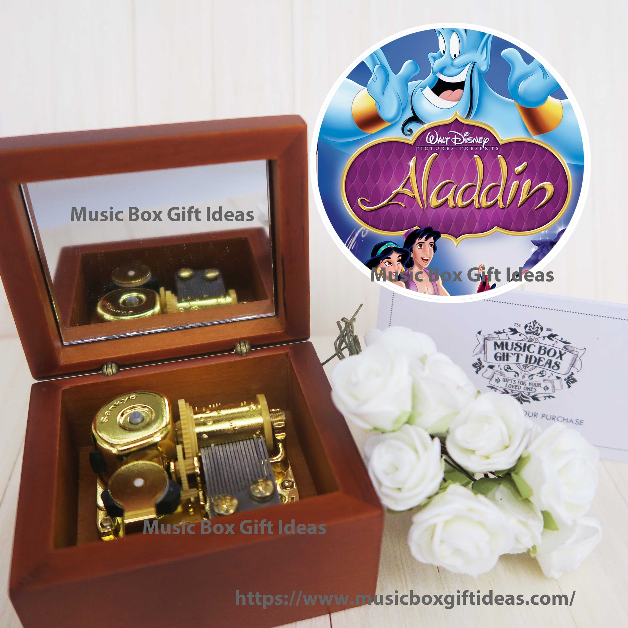 Disney Aladdin A Whole New World Sankyo 18 Note Windup Music Box Gift Music Box Gift Ideas
