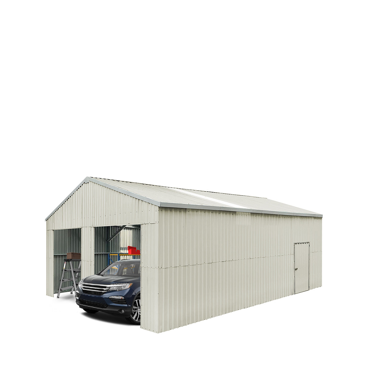 TMG Industrial 25’ x 33’ Double Garage Metal Barn Shed with Side Entry Door, 825 Sq-Ft Floor Space, 9’8” Eave Height, 27 GA Meta - TMG Industrial product image