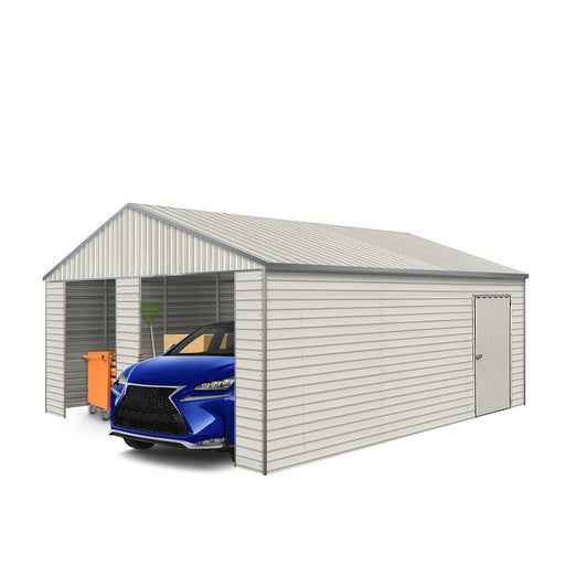 TMG Industrial 10' x 20' Metal Garage Shed with Double Front Doors, 7'