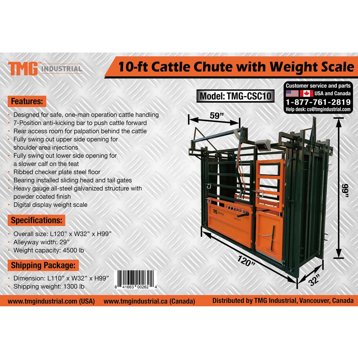 10-ft Cattle Chute with Weight Scale — TMG Industrial