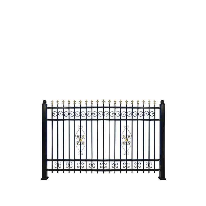 TMG-MG265 265 FT Bi-Parting Wrought Iron Gate and Decoration Fence Panel Combo Pack
