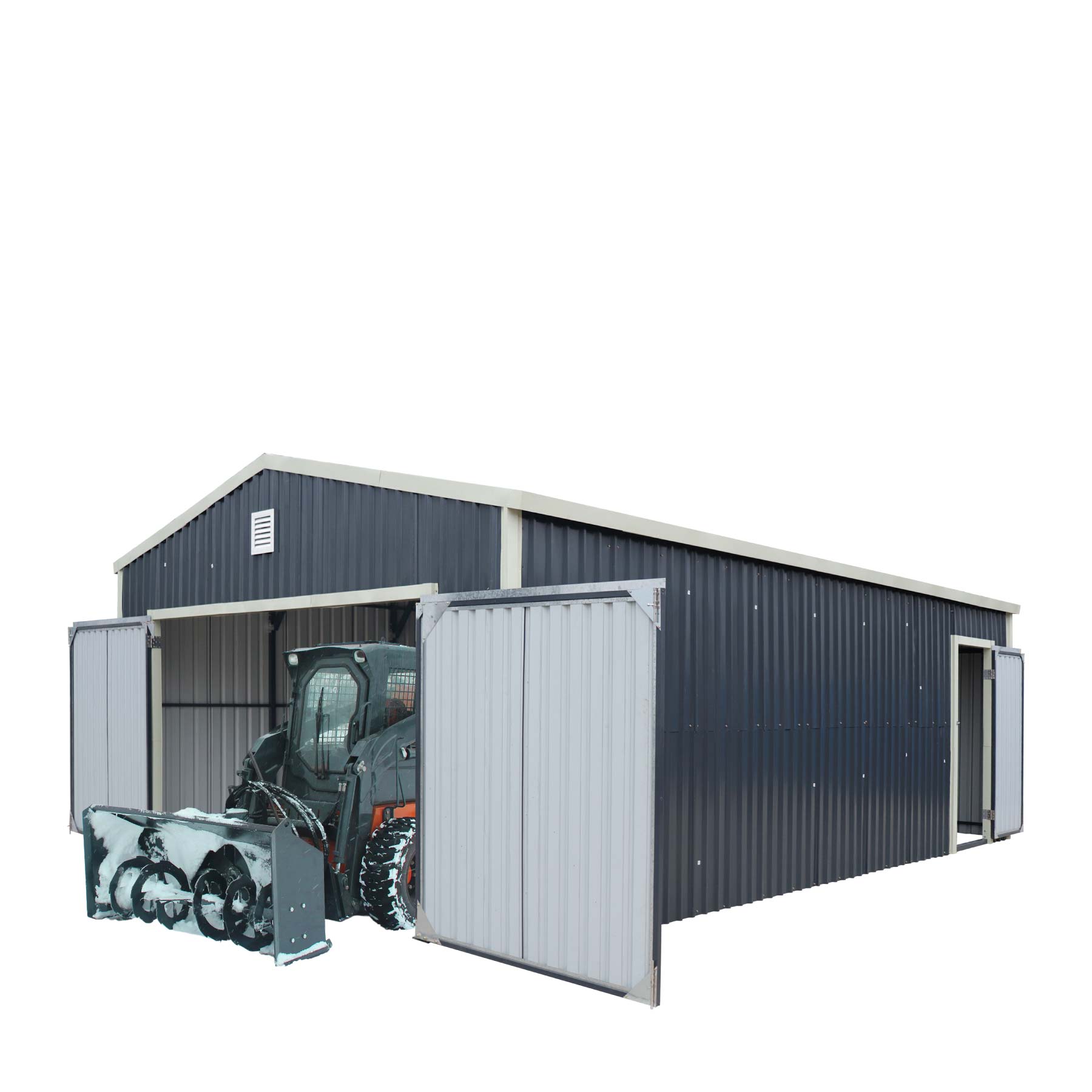 TMG Industrial 16’ x 24’ Metal Garage Shed with Double Front Doors, 10’ Peak Height, Side Entry Door, 384 Sq-Ft Floor Space, TMG - TMG Industrial product image