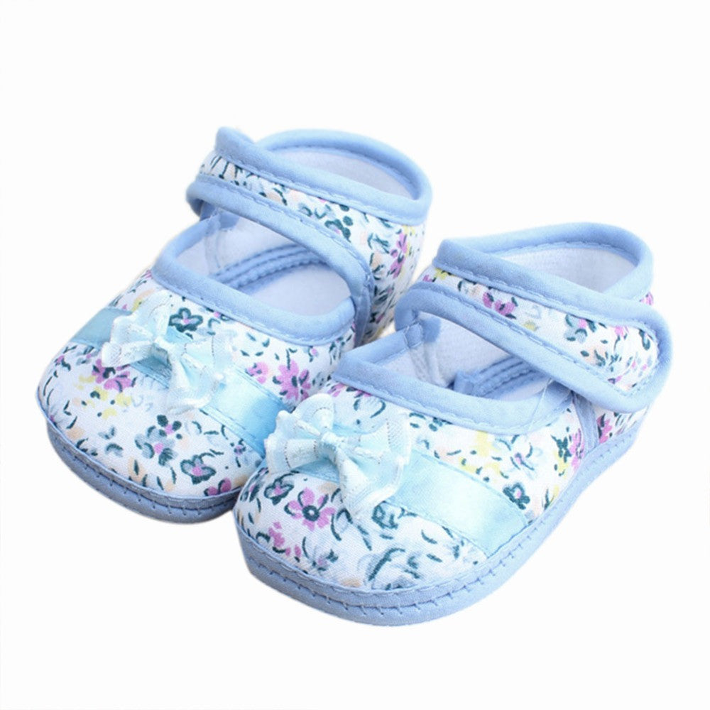 Baby Girls First Walkers Flowers Bow Toddler Shoes born Baby Shoes For 3-12 Months Soft Sole  UBY