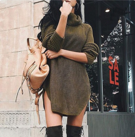 FASHIONABLE HIGH-NECKED LONG-SLEEVED SWEATER – is osps