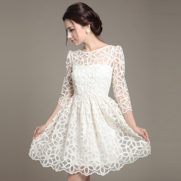 Design Long Sleeve Round Neck Lace Dress – is osps