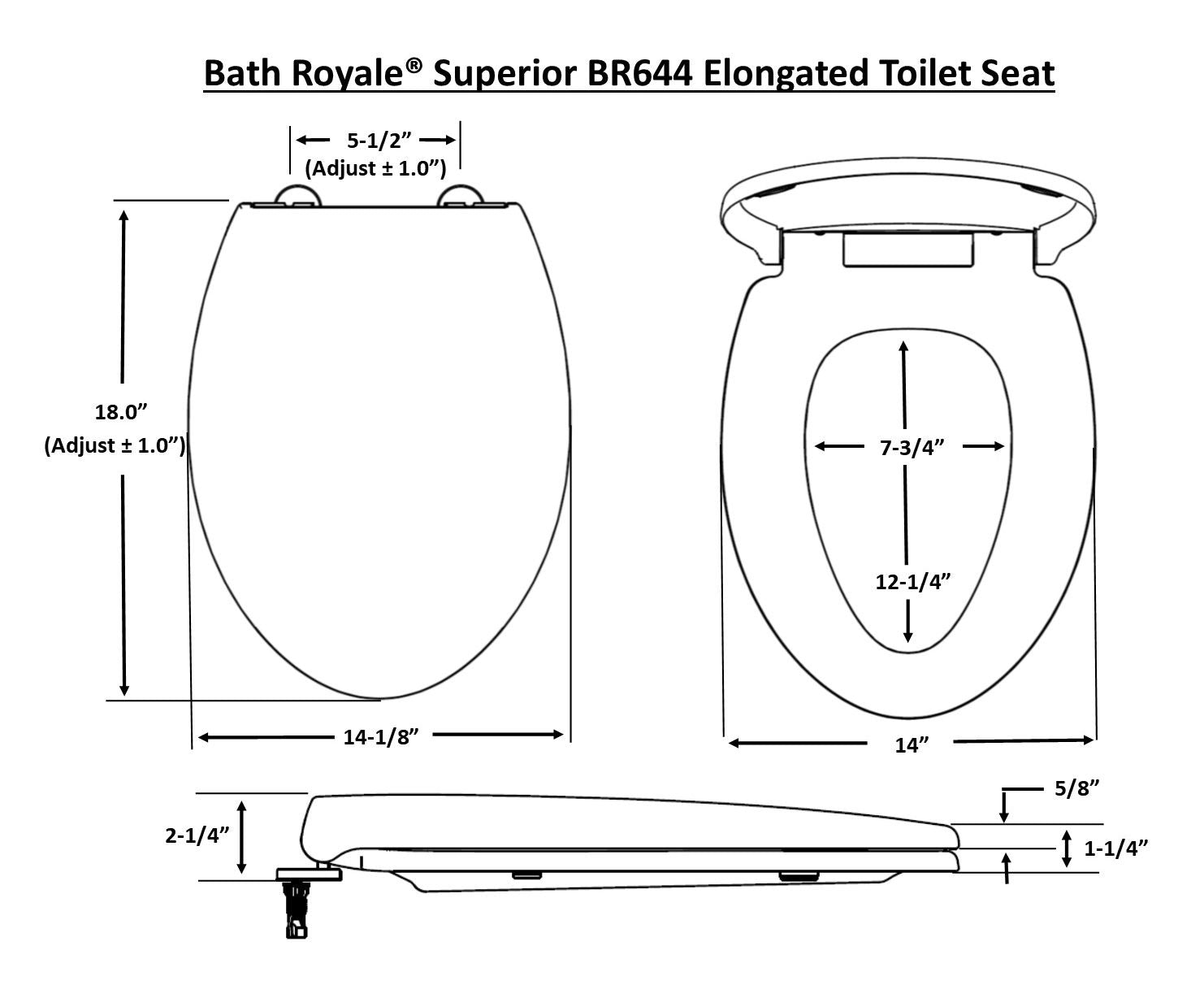 Toilet Seats by Bath Royale - Superior Elongated Toilet Seat