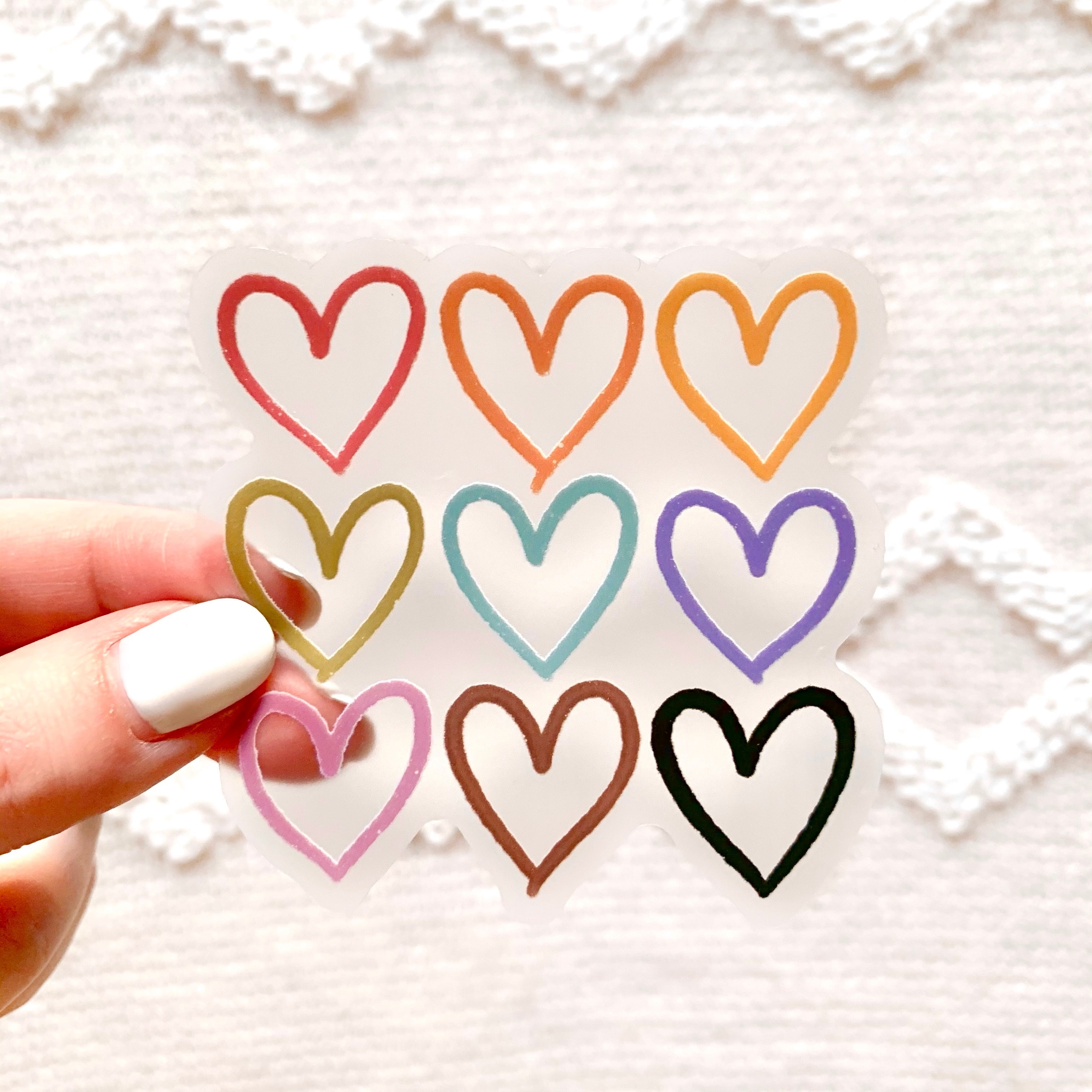 Clear Rainbow Heart Sticker