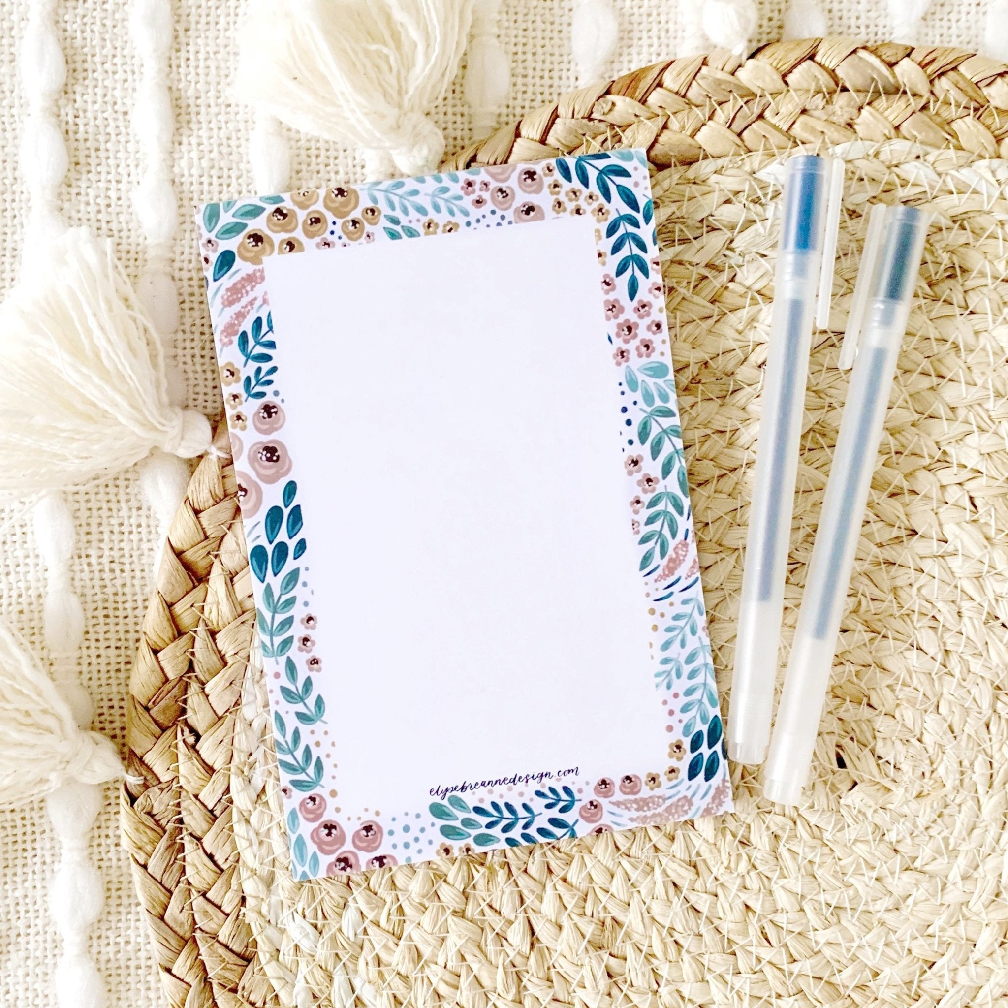 White Floral Notepad