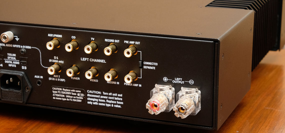 Bryston B135 cubed amplifier left channel terminals