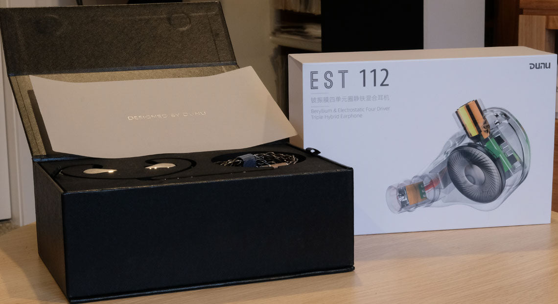 Dunu Est 112 Hybrid in-ear monitors in box