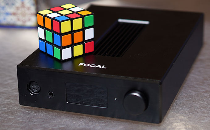 Focal Arche with Rubik's Cube for scale
