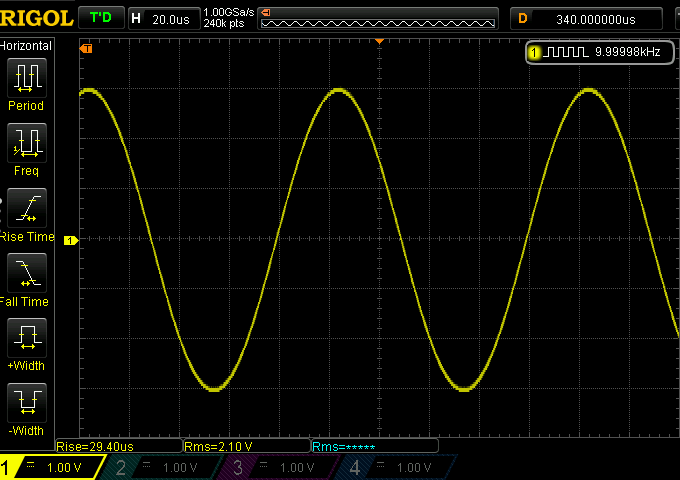 "Perfect" 10kHz sine wave