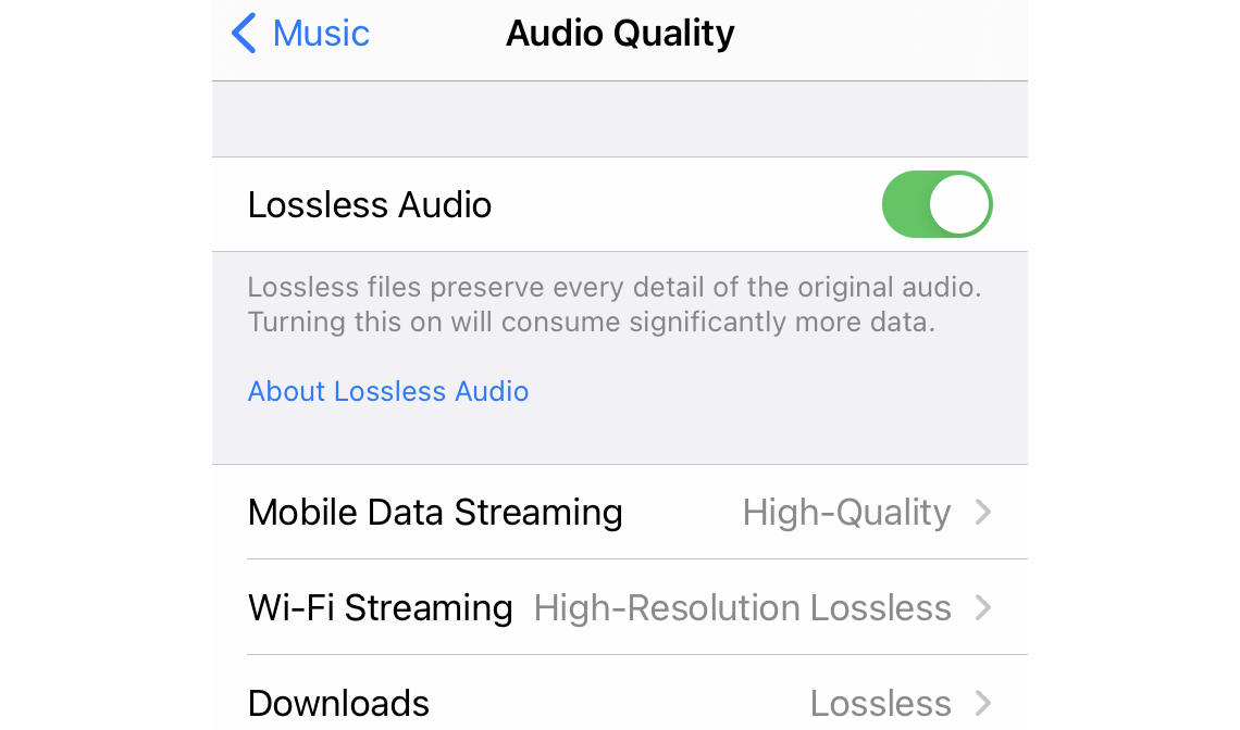 iPhone audio quality for Apple Music