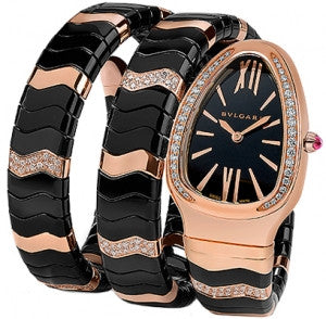 Bulgari - Serpenti Spiga 35mm - Rose Gold, Black Ceramic and Diamonds –  Watch Brands Direct - Luxury Watches at the Largest Discounts