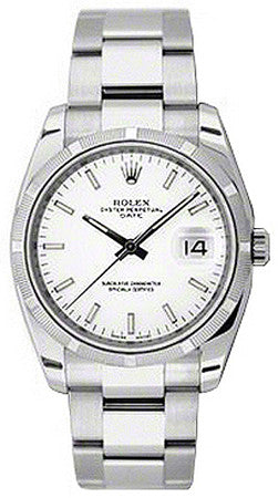 Rolex - Date 34mm Engine Turned Bezel - Oyster Bracelet