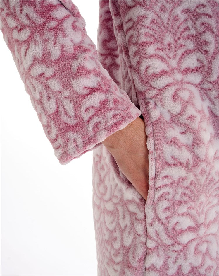 Slenderella Zip Front Dressing Gown in Two Tone Luxury Supersoft Microfleece