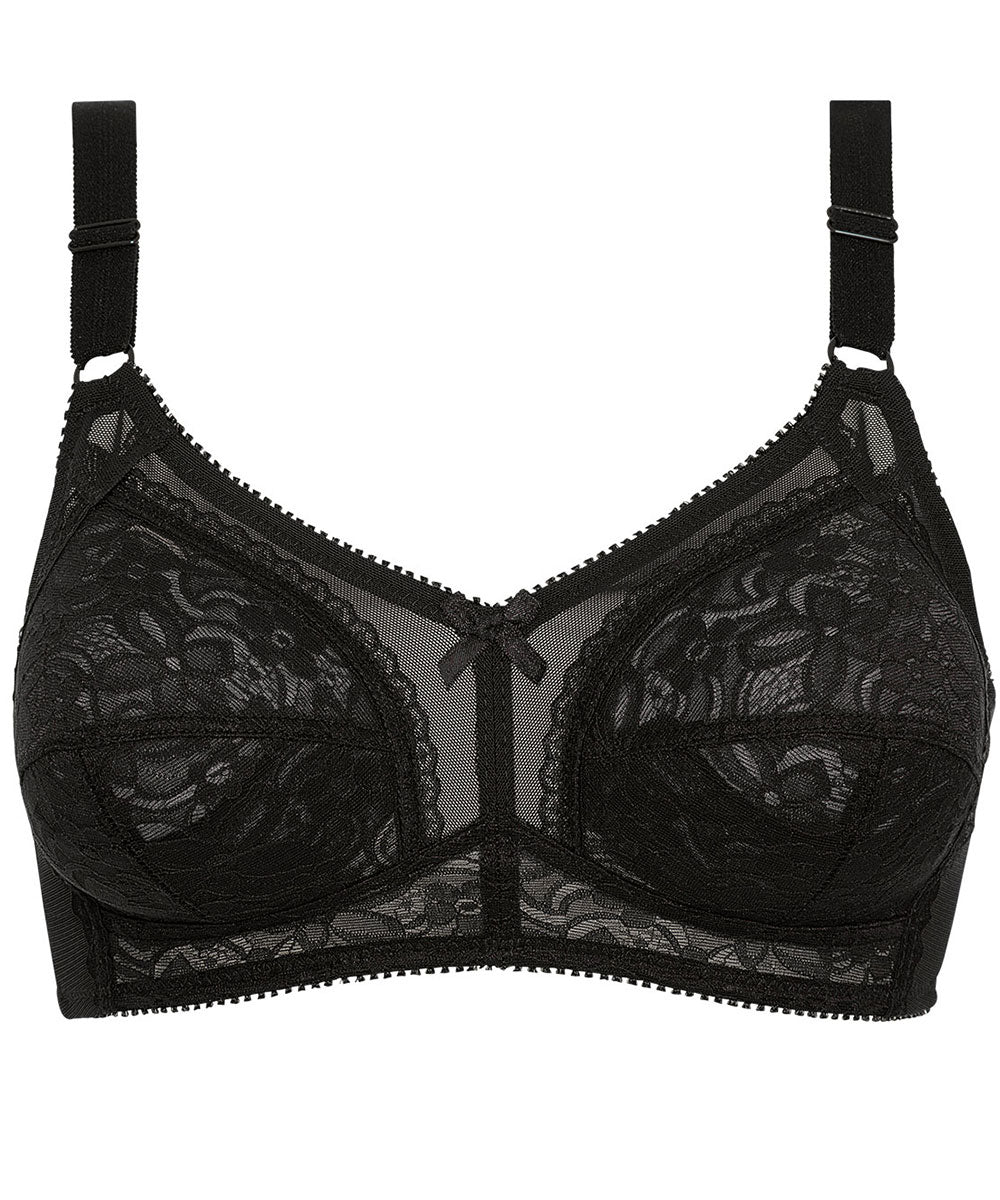 Naturana Firm Control Lace Cup 3 Seam Bra Black Style 5422