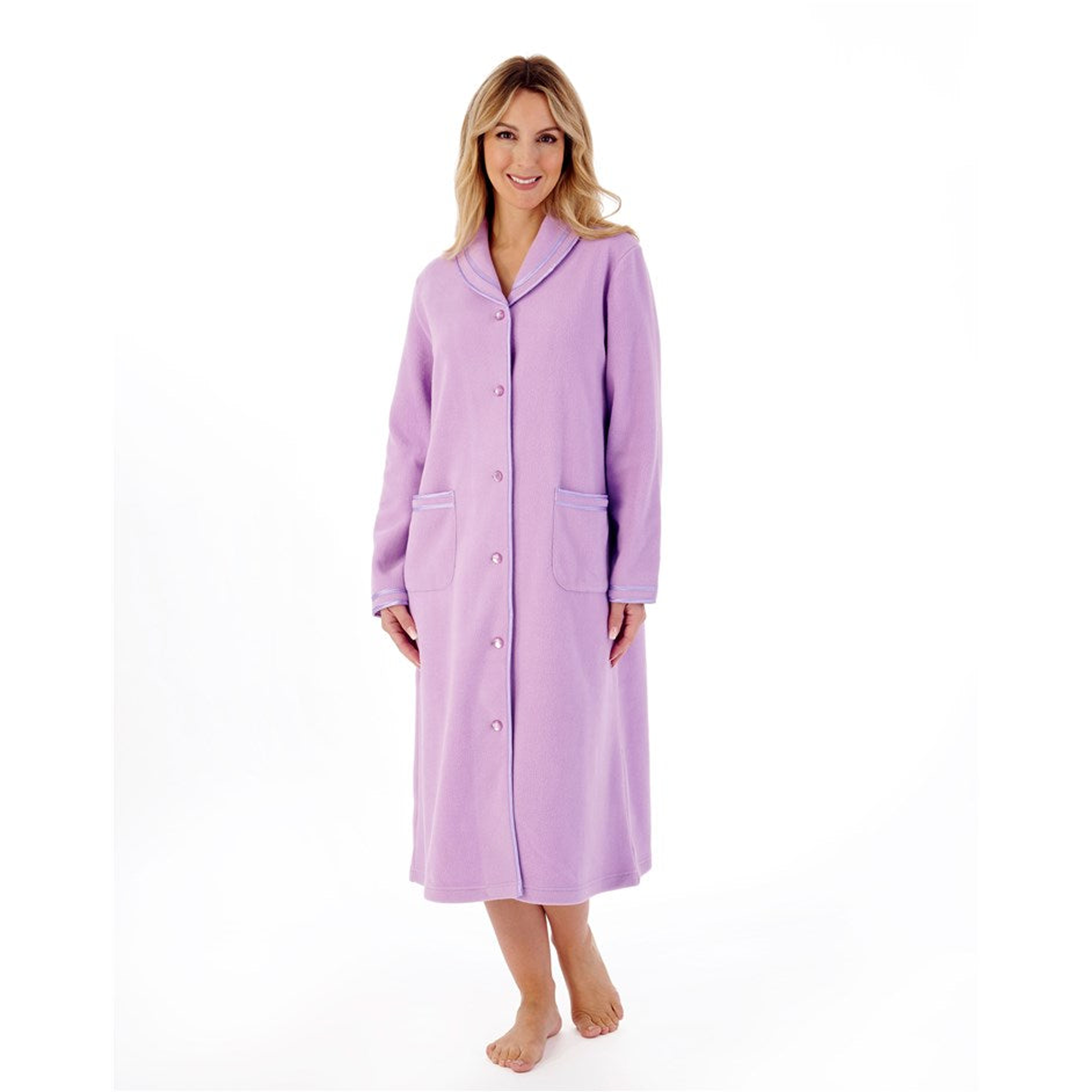 Slenderella Anti Pill Polar Fleece Button Front Dressing Gown