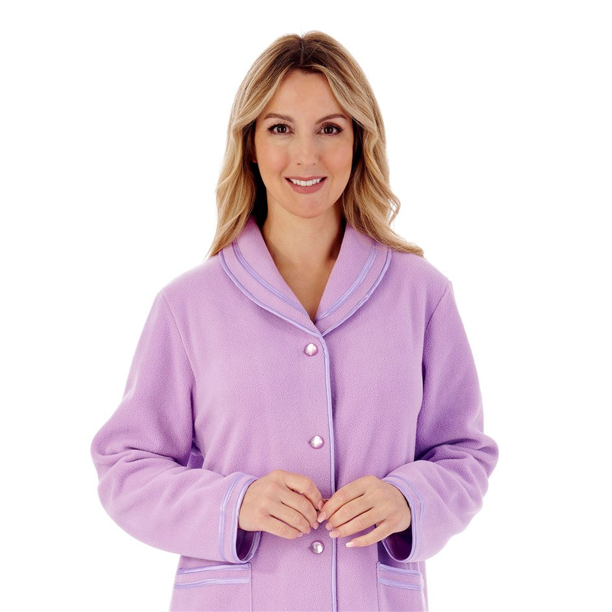 Slenderella Anti Pill Polar Fleece Button Front Dressing Gown