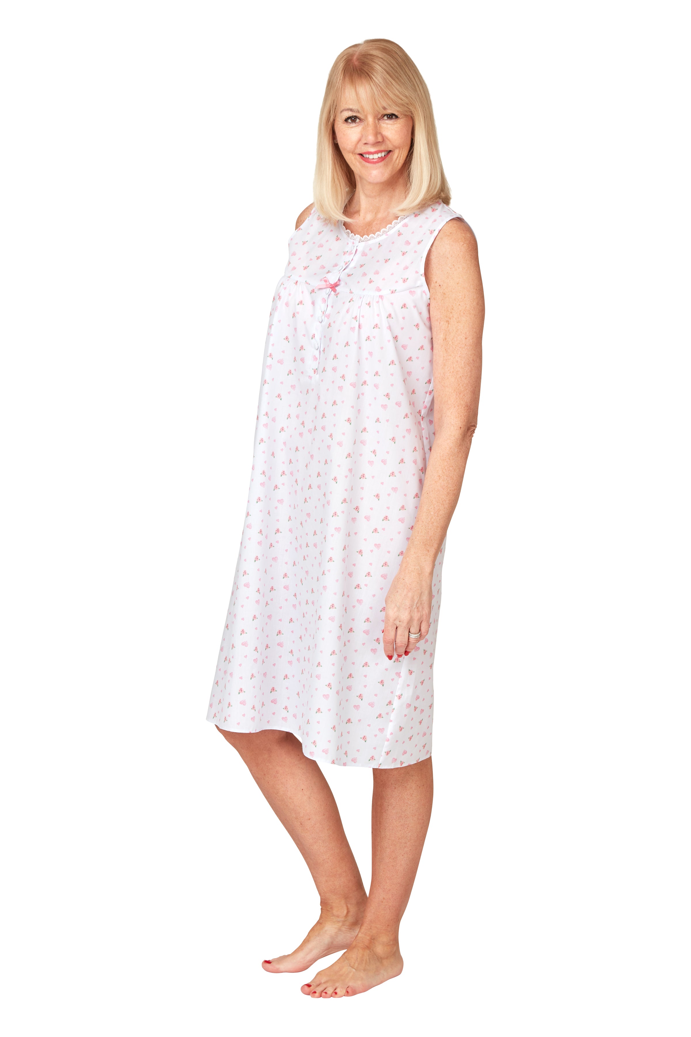 Marlon Sleeveless Cotton Polyester Heart Print Nightdress 43