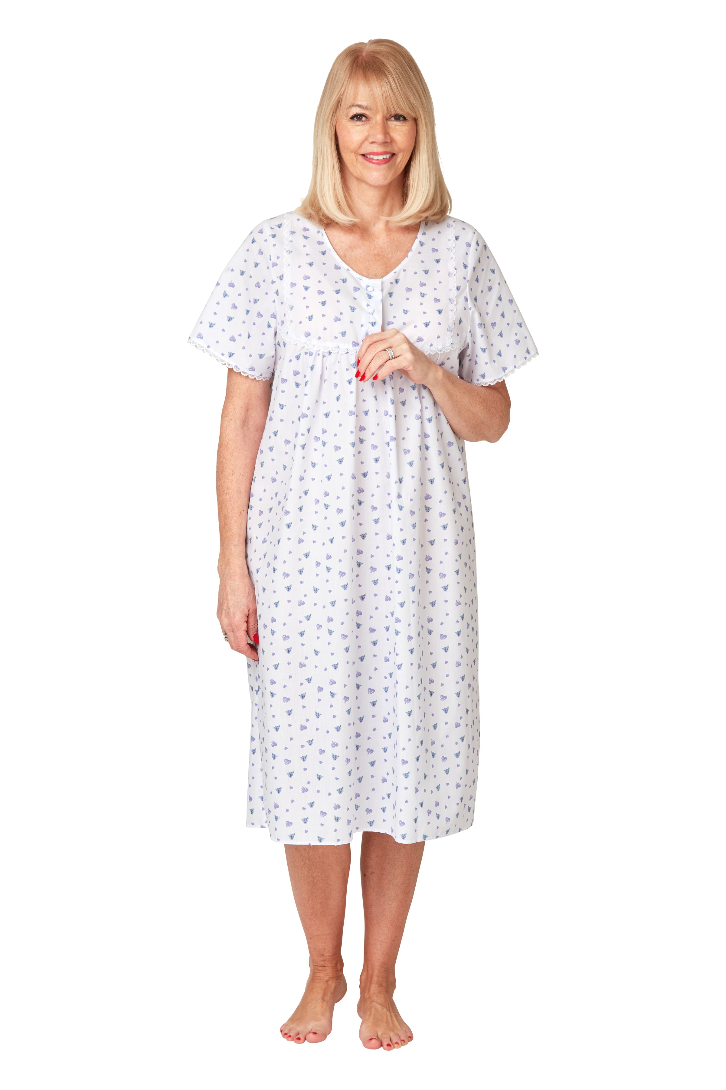 Marlon Short Sleeve Cotton Button Front Polyester Nightdress 45